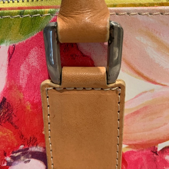 Leather Italian handbag, in bright flower motif. - Picture 4 of 8